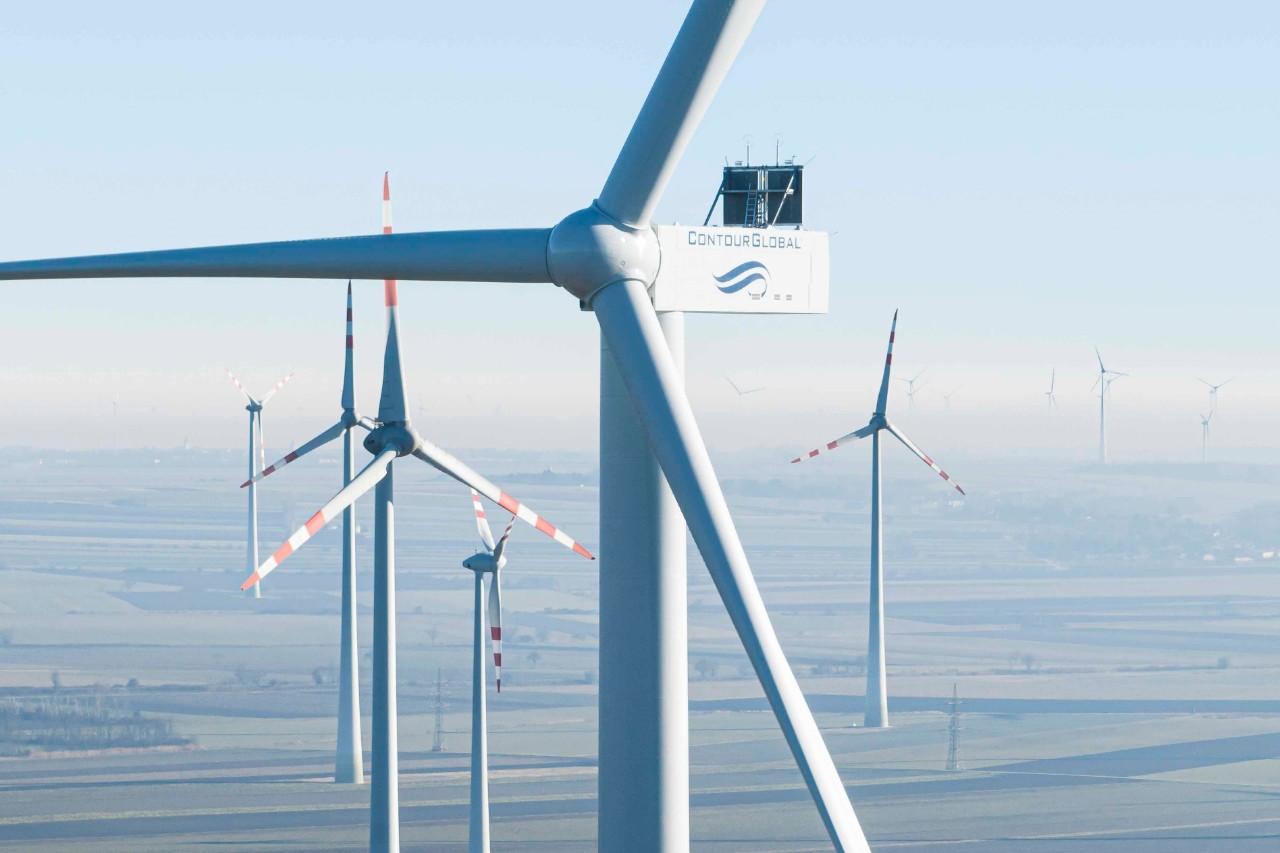 Windenergieanlage Sonnenuntergang ContourGlobal